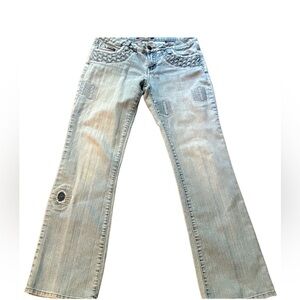 Y2K Bubblegum USA Women’s Jeans Size 7/8 Light Wash Patchwork Woven Pocket 2000s
